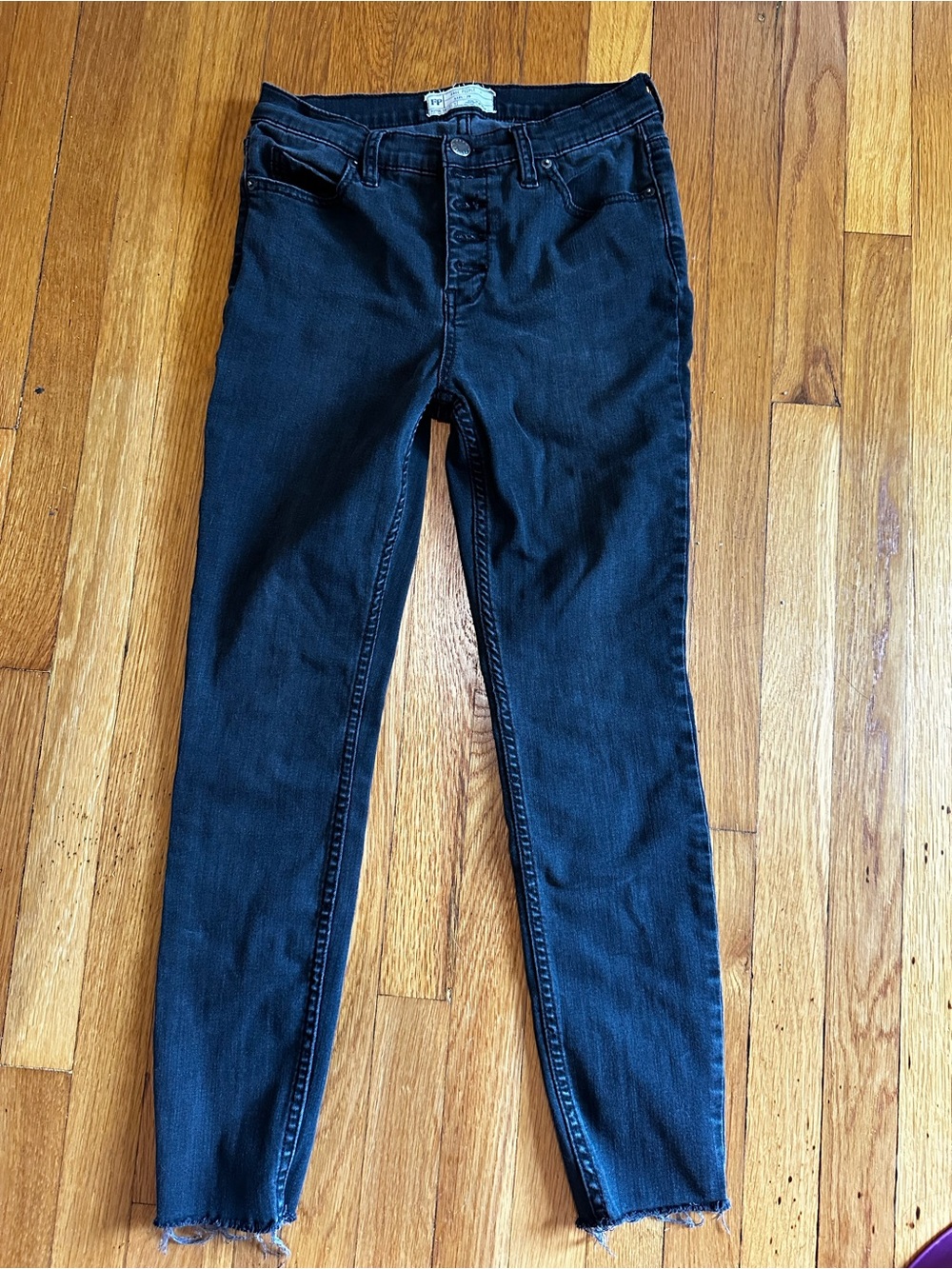 Free People We The Free Black Exposed Button-Fly Skinny Jeans - Size 29